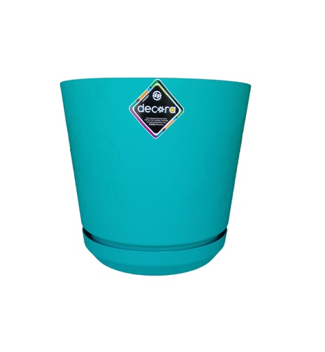 [1-382] MATERO C/PLATO ART CIL FLOR D-30 VER TURQUESA 1-382