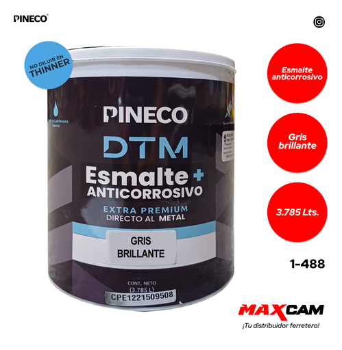 [1-488] PINTURA ESMALTE ACRILICO GRIS BRI x GALON PRESTIGE 1-488