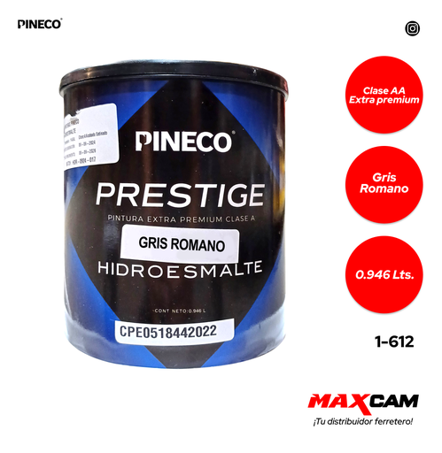 [1-612] PINTURA CLASE A HIDROESMALTE GRIS ROMANO x 1/4 PINECO 1-612
