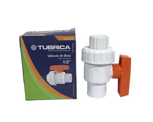 [1-682] LLAVE DE BOLA C/UNION PVC ROSCA 1/2" TUBRICA 1-682