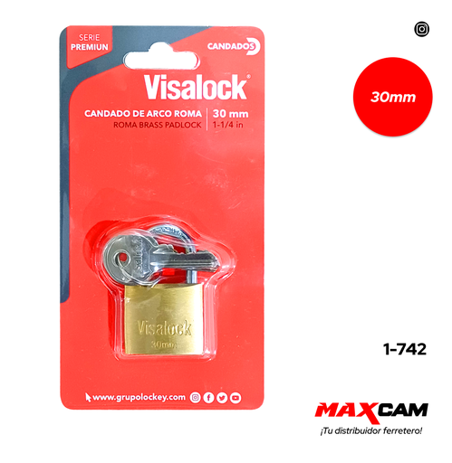 [1-742] CANDADO LATON ARCO 30MM VISALOCK 1-742