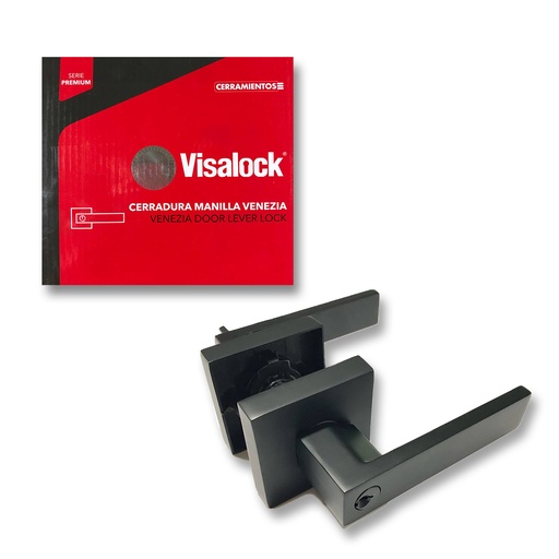 [1-744] CERRADURA CON MANILLA RECTA NEGRA VISALOCK 1-744