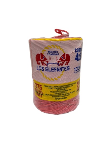 [1-753] CORDEL 4X3 ROJO (PP 30 ELEFANTE) 1-753