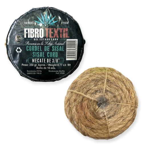 [1-761] MECATE SISAL 3/8 x 500 GR FIBRO TEXTIL 1-761
