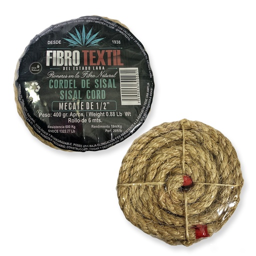 [1-762] MECATE SISAL 1/2 x 420 GR FIBRO TEXTIL 1-762