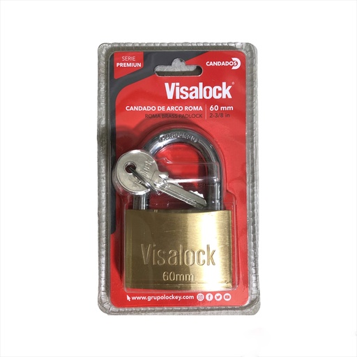 [1-811] CANDADO LATON ARCO 60MM BLISTER VISALOCK 1-811
