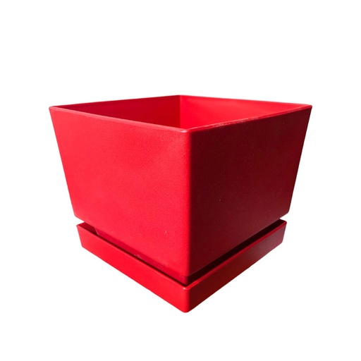 [1-827] MATERO C/PLATO CUAD TEX L18 ROJO 1-827