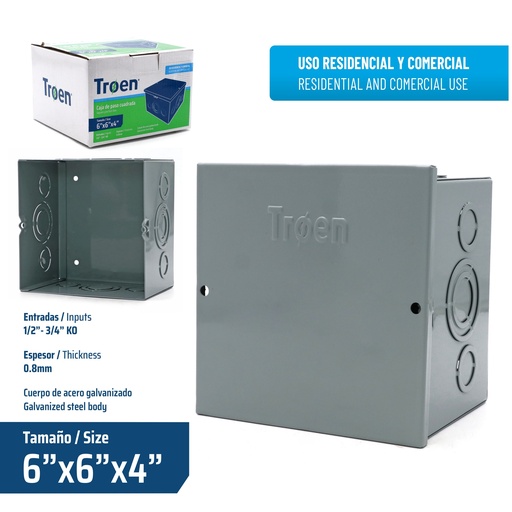 [9-244] CAJA DE PASO 6X6X4" TROEN 9-244