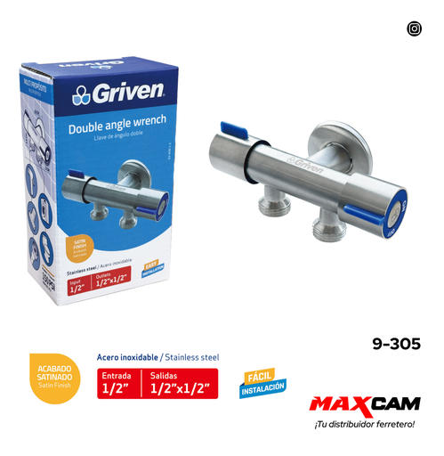 [9-305] LLAVE ARRESTO DOBLE 1/2" x 1/2" GRIVEN SATIN 9-305