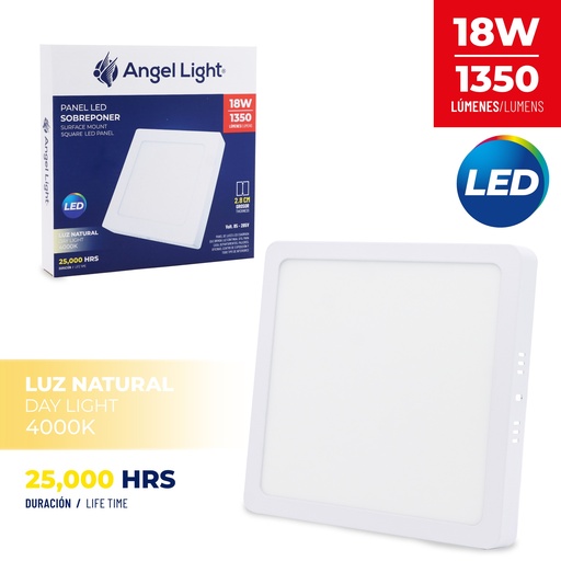 [9-327] PANEL LED SUPER CUAD LUZ NATURAL 18W ANGEL L 9-327