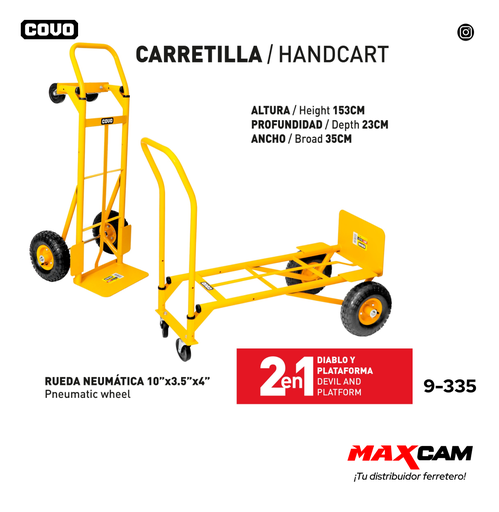 [9-335] CARRETILLA 2 EN 1 C/RUEDA NEUMATICA 10" COVO 9-335