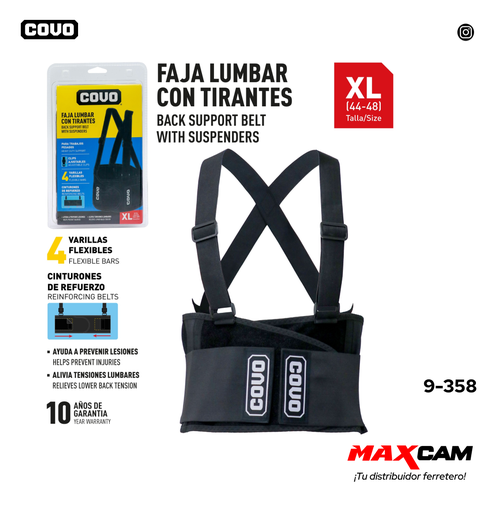 [9-358] FAJA LUMBAR C/TIRANTES TOALLA XL 9-358