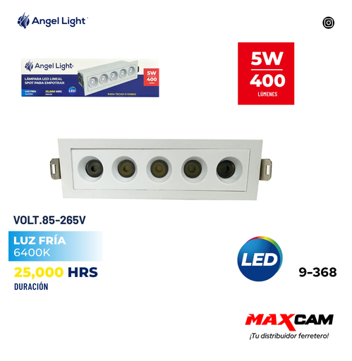 [9-368] SPOT LINEAL BLANCO LED 5W LUZ FRIA ANGEL L 9-368