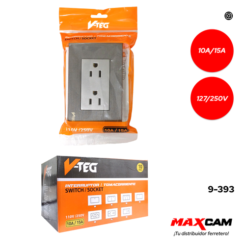 [9-393] TOMA DOBLE C/TIERRA GRIS V-TEG 9-393