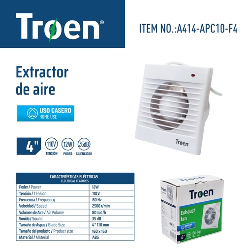 [9-469] EXTRACTOR DE AIRE 4" TROEN 9-469