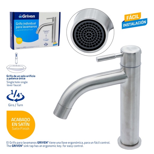 [9-490] LLAVE LAVAMANO INDIV SATIN GRIVEN 9-490