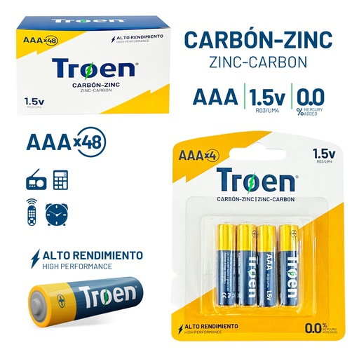 [9-518] BATERIA AAA CARBON x 4 UNID TROEN 9-518