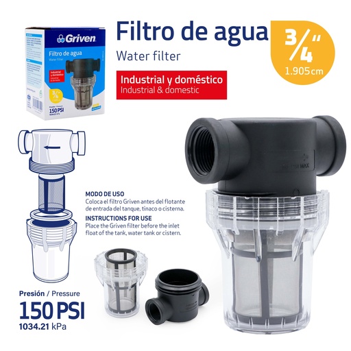 [9-536] FILTRO DE AGUA x 3/4" GRIVEN 9-536