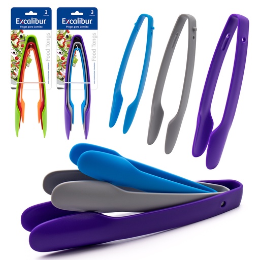 [9-542] PINZAS PLAST P/COMIDA x 3 EXCALIBUR 9-542