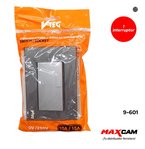 [9-601] INTERRUPTOR SENCILLO GRIS V-TEG 9-601