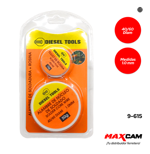 [9-615] ESTAÑO P/SOLDAR 40/60 50G + PASTA DIESEL TOOL 9-615