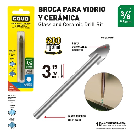 [9-694] MECHA VIDRIO x 3/8" COVO 9-694