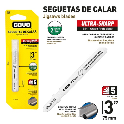 [9-705] HOJA SEGUETA CALADORA 3" 21TPI x 5 UNID COVO 9-705