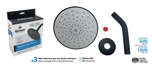 [4-816] REGADERA REDONDA 6" GRIVEN BLACK 4-816