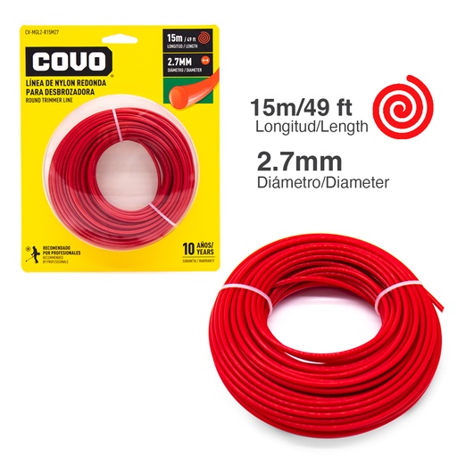 [4-892] NYLON DESMAL REDONDO 2.7MM x 15MTS COVO 4-892