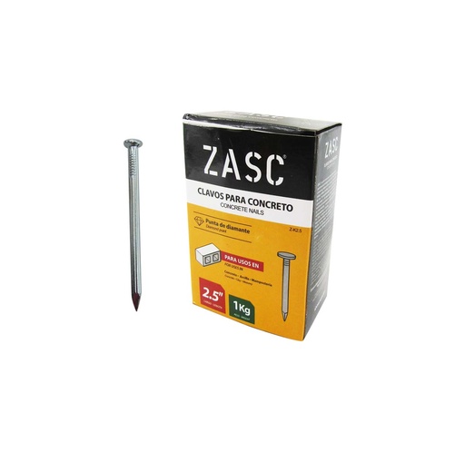 [4-934] CLAVOS CONCRETO 2 1/2¨ 1KG ZASC (175UNI APR) 4-934