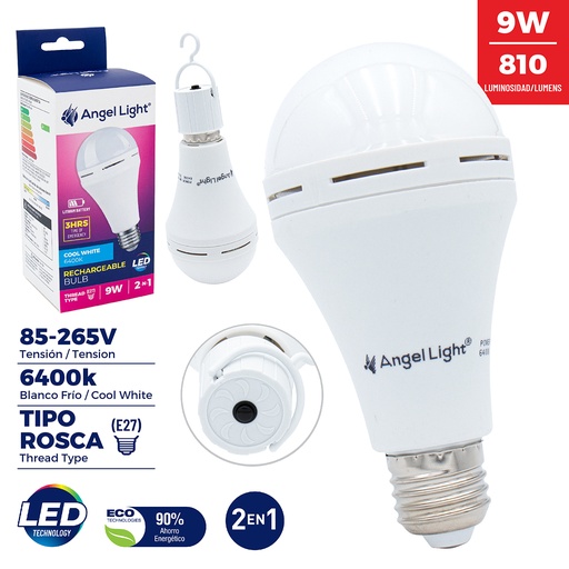 [4-978] BOMBILLO RECARGABLE 9W ANGEL LIGHT 4-978