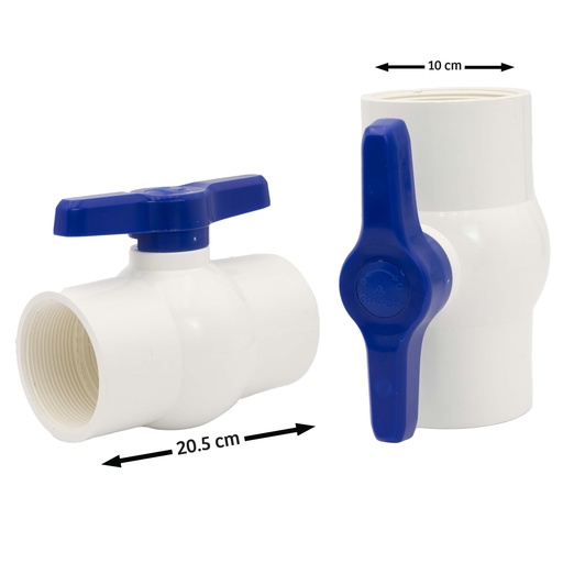 [4-983] LLAVE DE BOLA PVC C/ROSCA x 3" GRIVEN 4-983