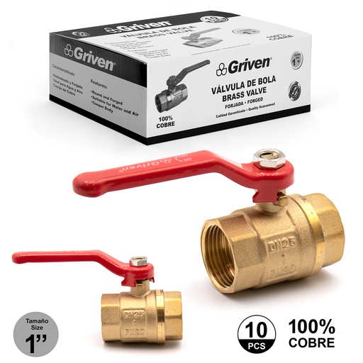[5-052] VALVULA PASO BRONCE x 1" GRIVEN 5-052