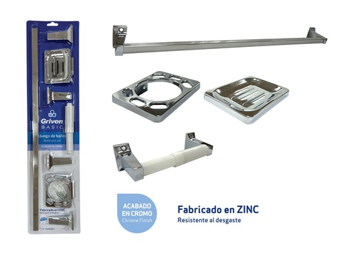 [5-061] ACCESORIO DE BAÑO 4 PIEZAS GRIVEN 5-061