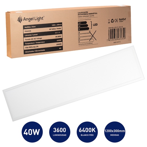 [5-068] LAMPARA LED EMPOTRAR 40W 120CMX30CM ANGEL LIG 5-068