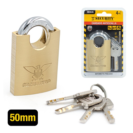 [5-096] CANDADO SEGURIDAD 100% COBRE x 50MM SECURITY 5-096