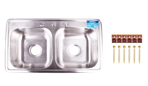 [5-108] FREGADERO ACERO INOX DOBLE 84X48CM GRIVEN 5-108