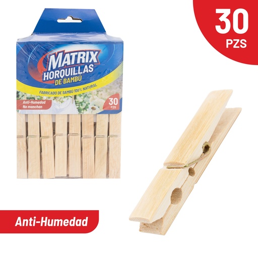 [8-192] PINZA ROPA MADERA x 30 UNID MATRIX 8-192