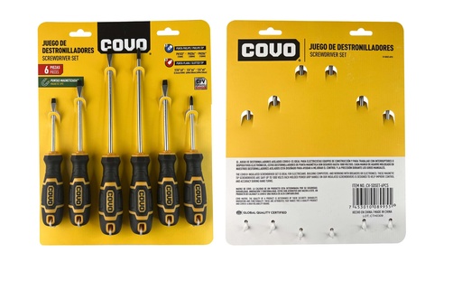[8-256] JUEGO DESTORNILLADOR 6 PCS COVO 8-256