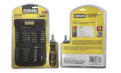 [8-314] JUEGO DESTORNILLADORES 26 EN 1 COVO 8-314