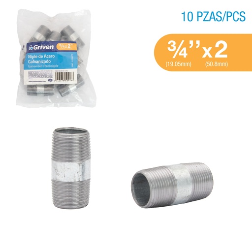 [8-323] NIPLE GALVANIZADO 3/4 x 2" GRIVEN 8-323