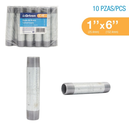 [8-332] NIPLE GALVANIZADO 1 x 6" GRIVEN 8-332