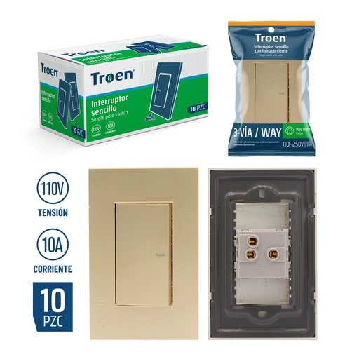 [8-370] INTERRUPTOR SENCILLO GOLD 3 WAY TROEN 8-370