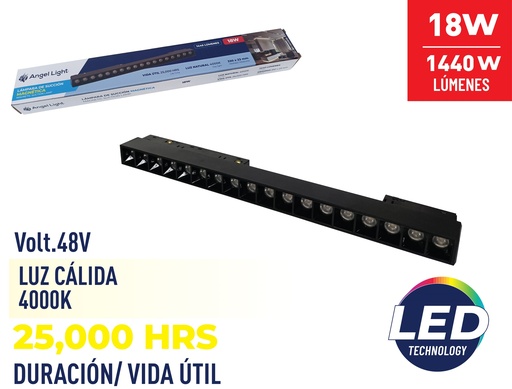 [8-396] LAMPARA LED MAGNETICA P/RIEL 18W ANGEL LIGHT 8-396