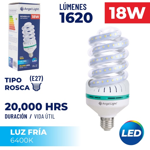 [8-572] BOMBILLO LED ESPIRAL 18W LUZ FRIA ANGEL L 8-572