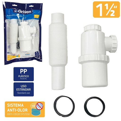 [8-587] SIFON EXTENSIBLE 1 1/2 C/RECIPIENTE GRIVEN 8-587