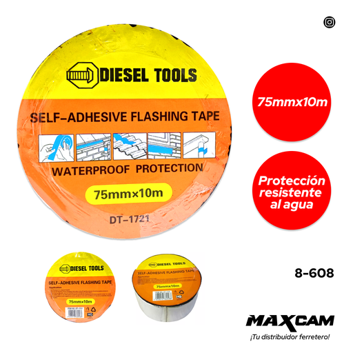 [8-608] MANTO ADHESIVO ASFALTICO 10MT x 7.5CM DIESEL T 8-608