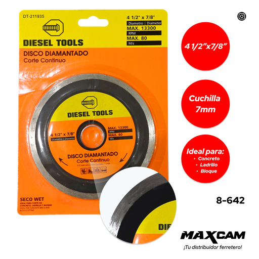 [8-642] DISCO C/CONCRETO CONTINUO x 4 1/2" DIESEL T 8-642