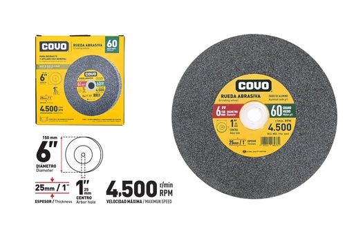 [8-667] DISCO P/ESMERIL D/BANCO G60 6" x 25MM COVO 8-667