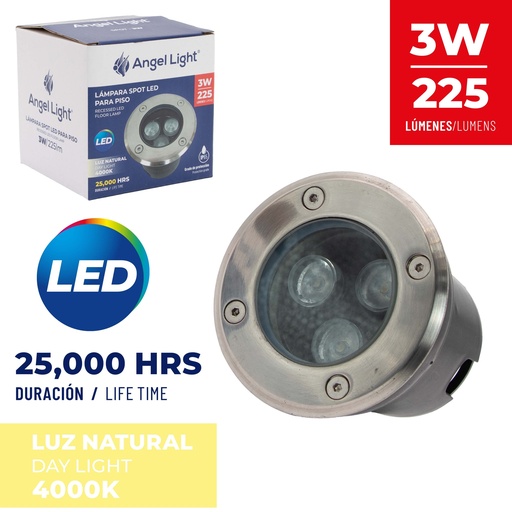[8-676] SPOT LED P/PISO LUZ NATURAL 3W ANGEL LIGHT 8-676